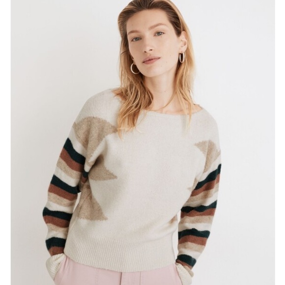 Madewell Striped Cream Sweater - Picture 1 of 13